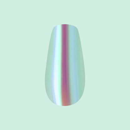Teal Glass Chrome - Press-On | Medium | Coffin