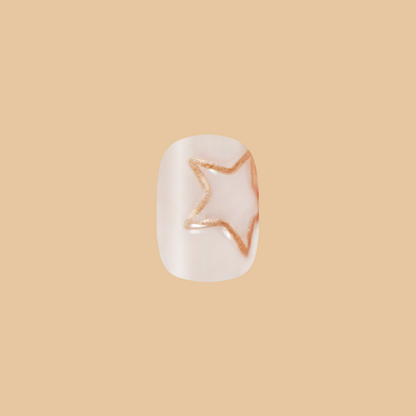 Puffy Gold Stars - Press-On | Extra Short | Squoval