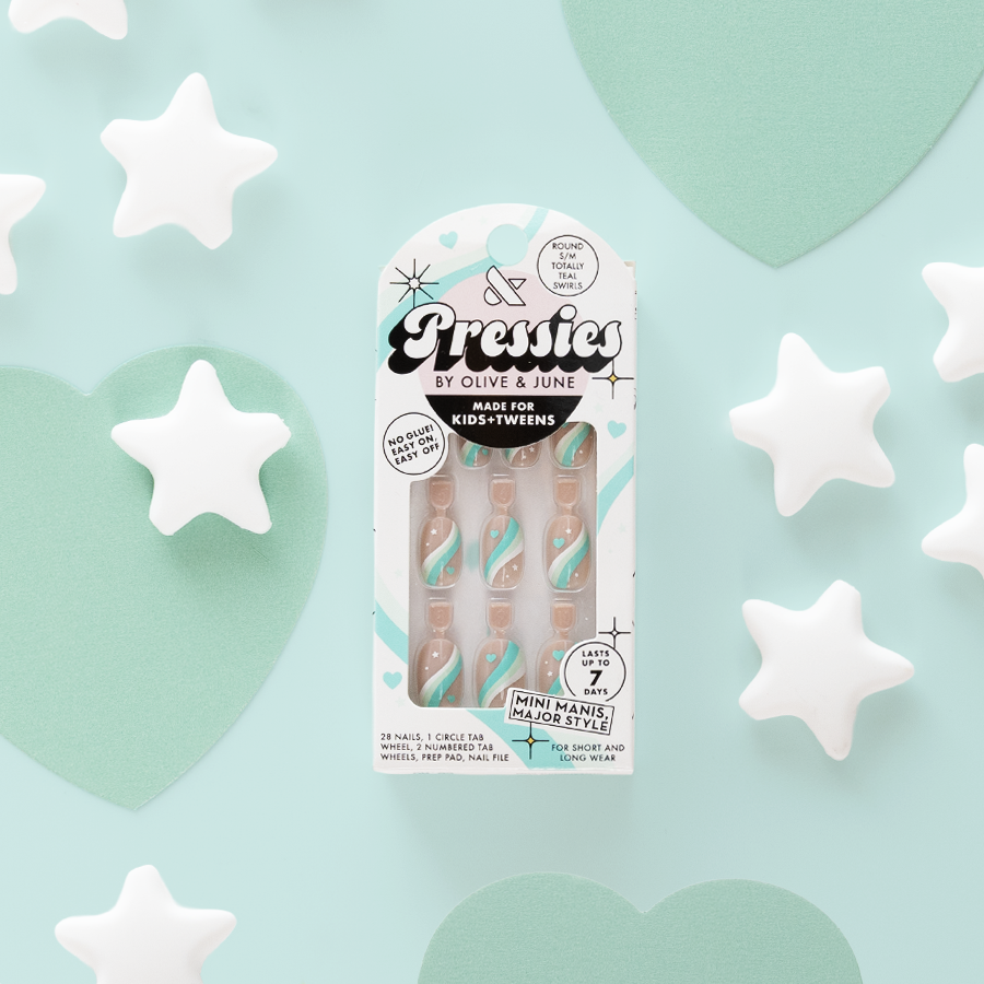 Totally Teal Swirls - Pressies | Short Medium | Round