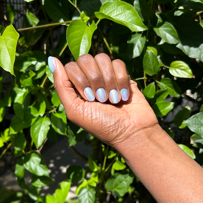 Unicorn Chrome Shimmer | Extra Short | Round - Tab Press-On