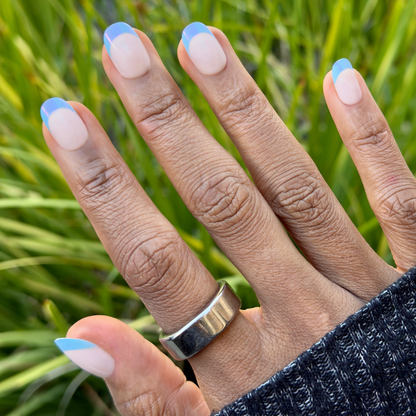 Winter Blues Chrome French - Tab Press-On | Short | Round