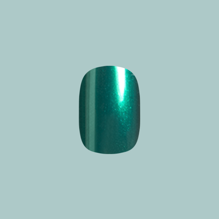 Emerald Chrome - Tab Press-On | Extra Short | Squoval