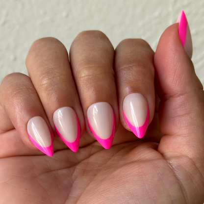 Neon Pink French - Press-On | Medium | Stiletto