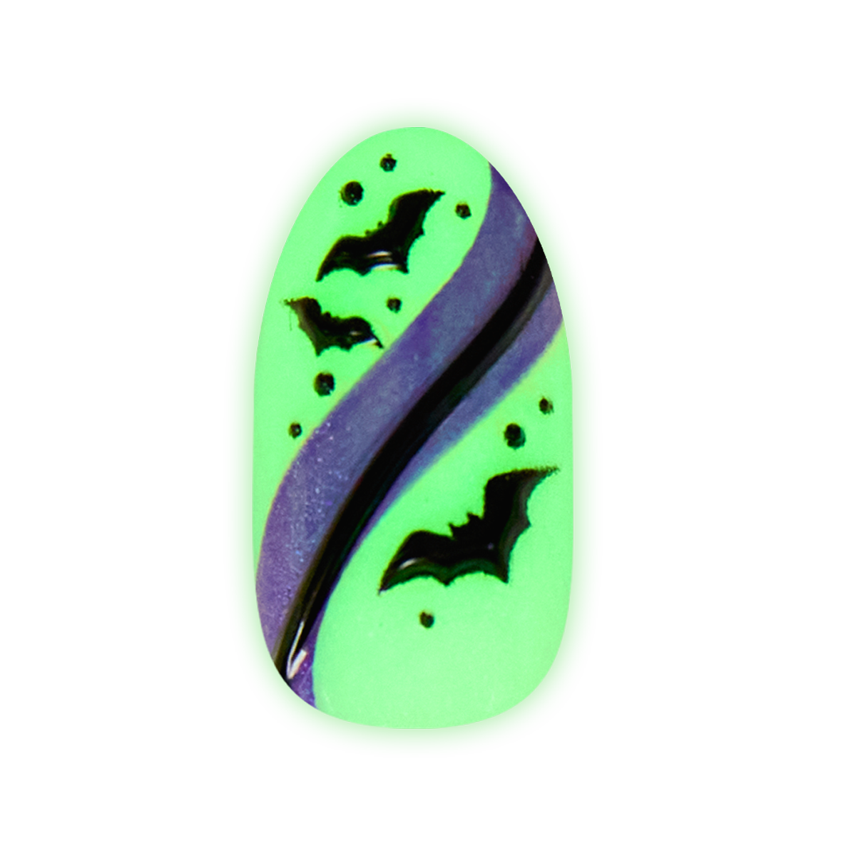 Puffy Bat Swirls - Press-On | Medium | Oval