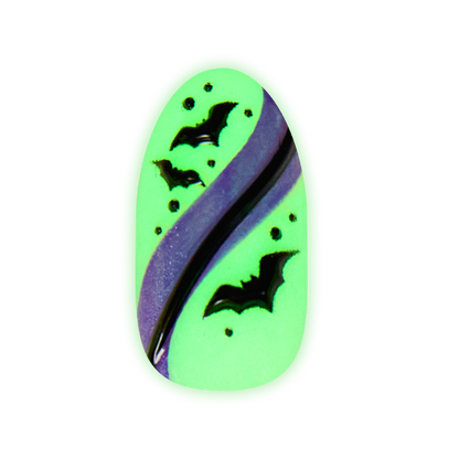 Puffy Bat Swirls - Press-On | Medium | Oval