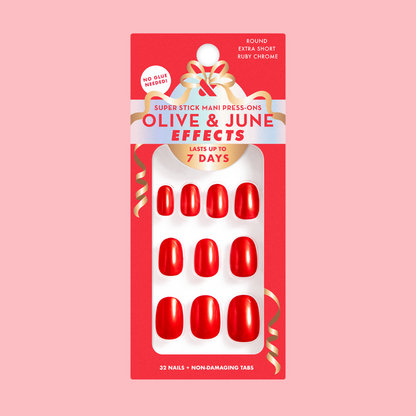 Ruby Chrome - Tab Press-On | Extra Short | Round