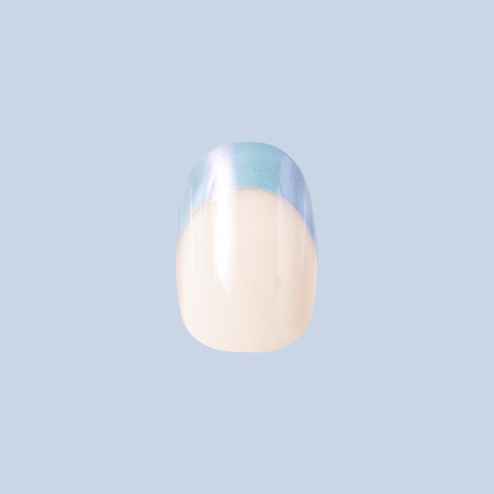 Winter Blues Chrome French - Tab Press-On | Short | Round